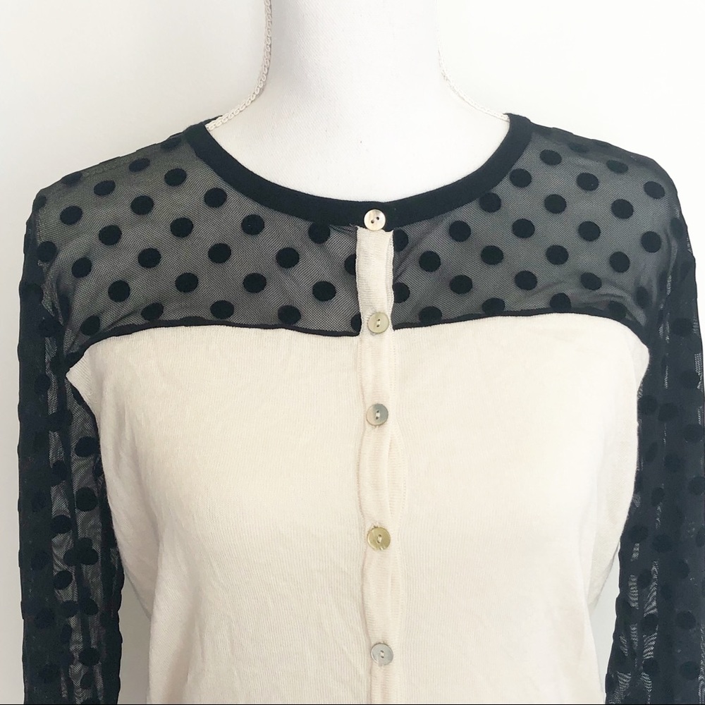 August Silk polka dot cardigan size medium - Picture 2 of 6